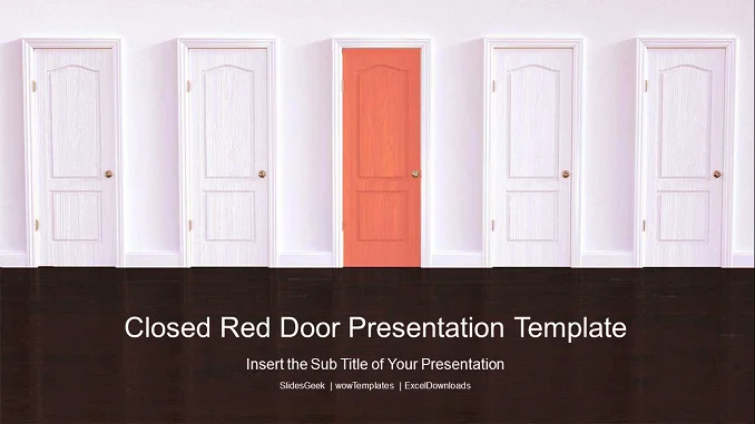 Closed Red Door PowerPoint Templates Feature Image