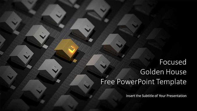 Focused Golden Houses PowerPoint Templates Feature Image