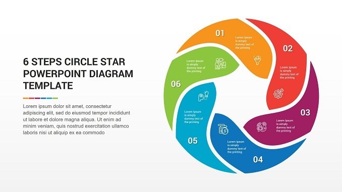 6 Steps Circle Star PowerPoint Diagram Template