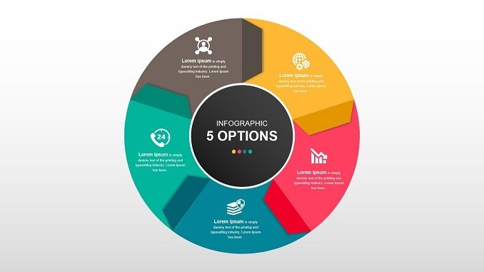 Round Infographic Diagram With Folded Arrows PowerPoint Template