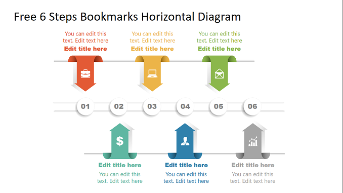 Free 6 Steps Bookmarks Horizontal Diagram feature image
