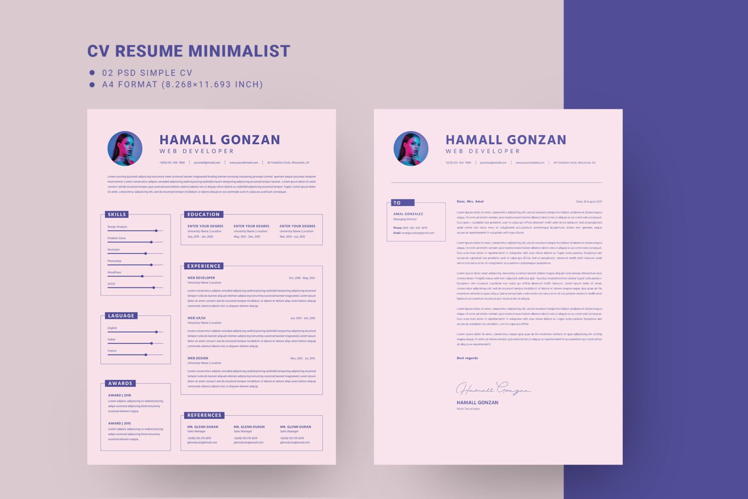 Modern CV Resume and Cover Letter Format